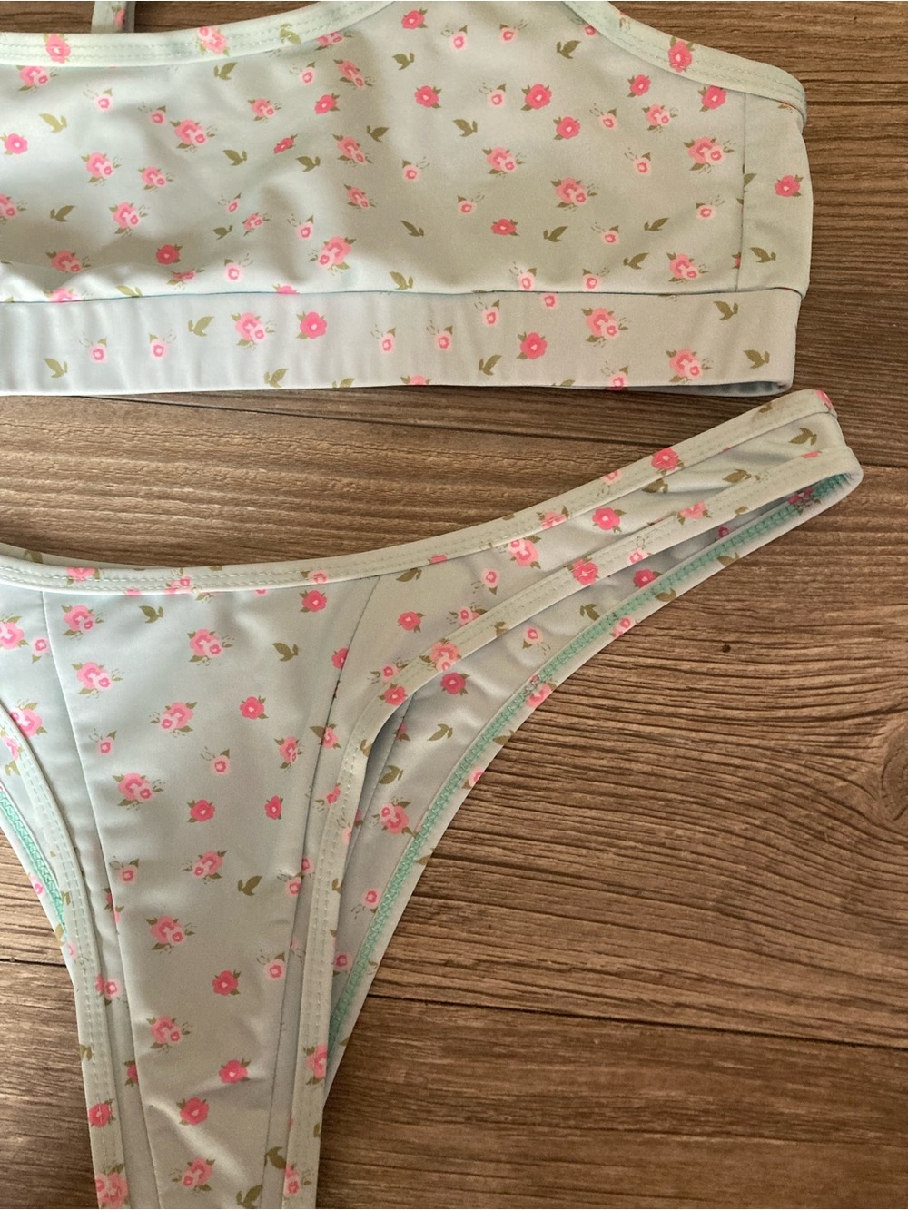 Ecohoaka NWOT Floral Mint Pink Bikini complete Set